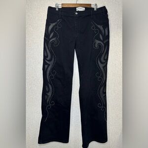 Brazil Roxx Embellished Denim Western Rocker Jeans Black Studded Jeans Size 16